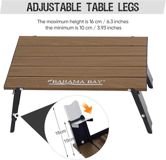 Old Bahama Bay Ultralight Aluminum Mini Table 66lbs/30kg Weight Capacity Foldable Small Beach Table with Retractable LegsSuitable for Picnic Camping Outdoor Hiking