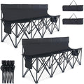 LILYPELLE Portable Bench 4 Seat Soccer Benches for Team Folding Soccer Bench Chair Sideline Benches Camping Chairs for Football Camp Sport Events Outdoor Seating with Carry Bag 2Pack