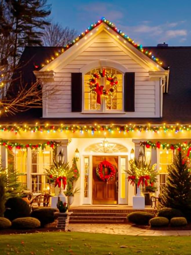 Warm White Solar Christmas Lights Outdoor Decorations Waterproof Tatal 2 Pack 200LED 66FT Solar String Lights Green Wire with 8 Modes Christmas Fairy Light for Xmas Tree Party Wedding Garden Decor
