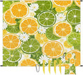 Waterproof Sandproof Beach Blanket 59''×68'' Lemon Seamless Pattern Polyester Outdoor Picnic Blanket with 4 Stakes &amp Storage Bag for BeachCampingVacation