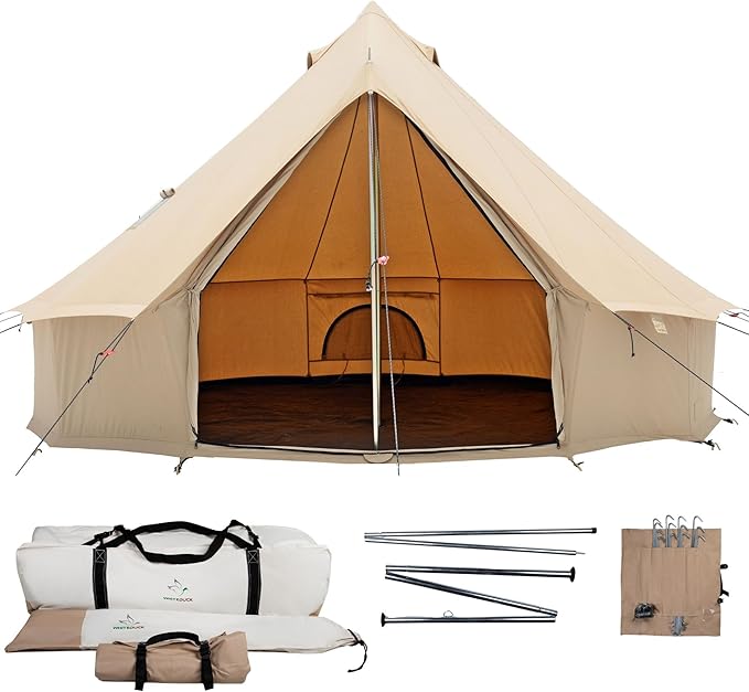 WHITEDUCK Regatta Canvas Bell Tent - w/StoveJack Waterproof 4 Season Luxury Camping and Glamping Yurt Tent Outdoor