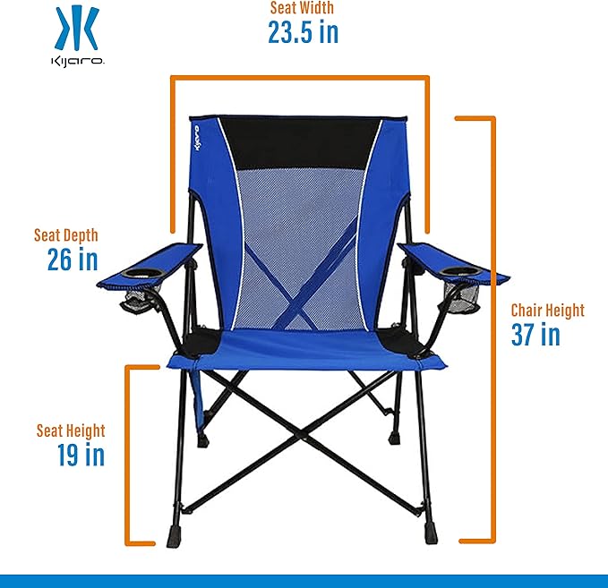 Kijaro Dual Lock Folding Camp Chairs - Versatile for Sports Outdoors &amp Lawns - Locks Positions - Maldives Blue
