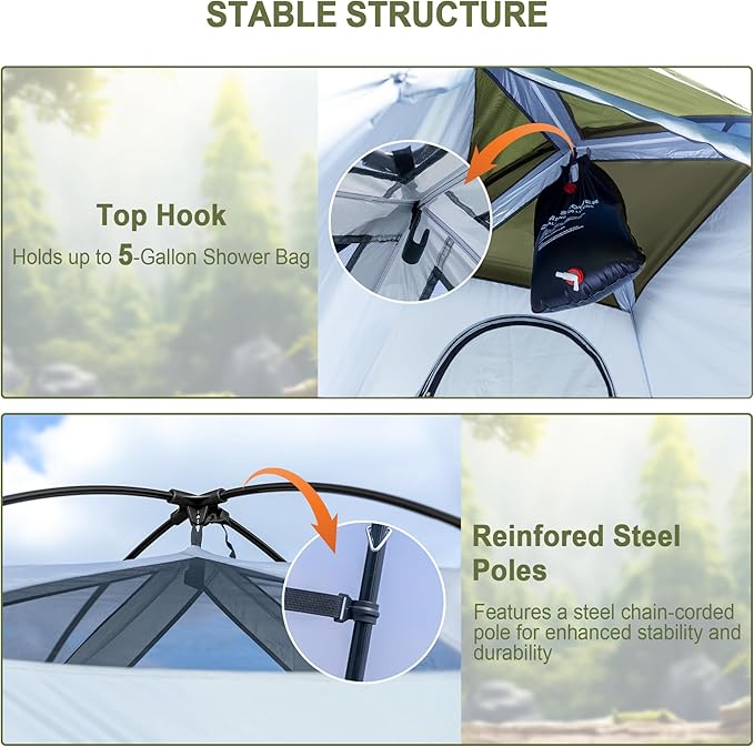 Camping Shower Tent 7.9 FT Extra Tall Oversize Privacy Tent Portable Outdoor Bathroom Toilet Tent with Floor Easy Set Up Privacy Shelter for Dressing Hiking Fishing UPF50+