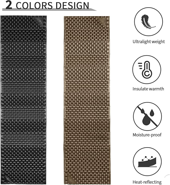 Foam Camping Pads for Hiking Ultralight Closed Cell Mattress Waterproof Soft Mat for Adults Wide Picnic Yoga Mats Folding Sleeping Pad for Outdoor Backpacking