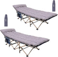 Nice C Camping Cots with Cushion Camping Cots with Mattress for Adults Folding Cot with Pillow Carry Bag &amp Storage Pocket Extra Wide Sturdy Holds Up to 500 Lbs (2 Mattress Grey)