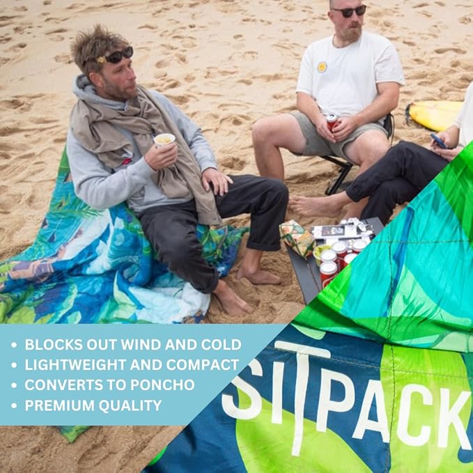 Sitpack Thermal Blanket - Lightweight Packable Puffy Waterproof and Packable Camping Blanket for Travel Beach Hammock and Outdoor Use