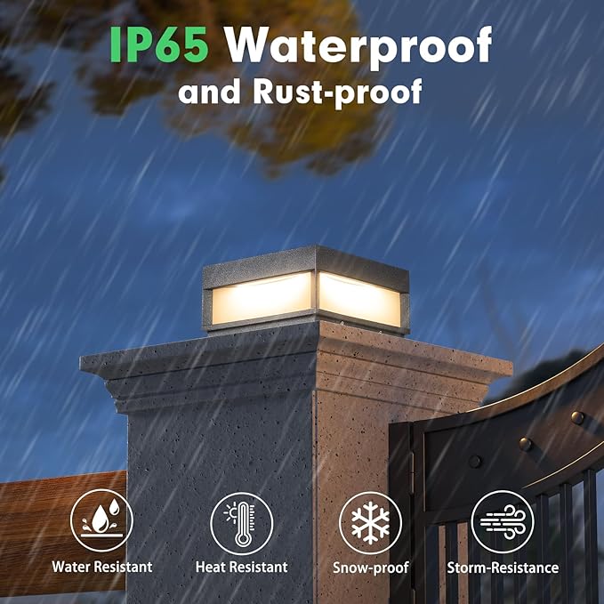 Outdoor Post Light7.87 Modern Column Pillar Lamp Outside LED Fence Deck Cap Lights IP65 Waterproof 3000K Warm Lighting Lantern for Driveway Patio Garden DecorationHigh Voltage Wired