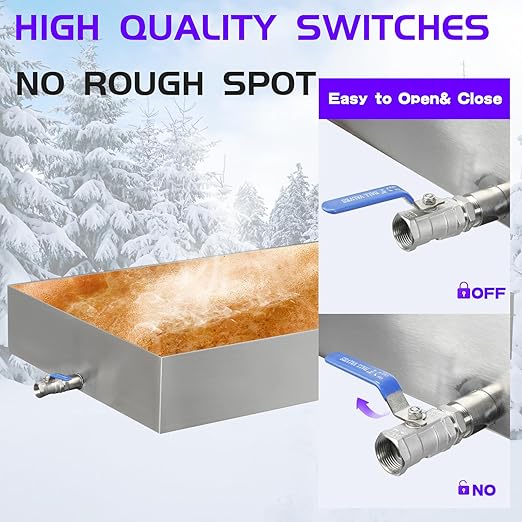 Maple Syrup Evaporator Pan 36 x 24 x 6 Inch Maple Syrup Pan 22.44Gal 304 Stainless Steel Maple Syrup Evaporator Boiling Maple Syrup with Valve for Home Outdoor