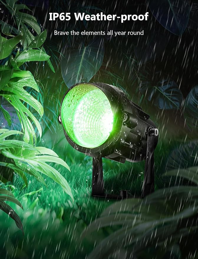 12W RGBW Color Changing Landscape Lights - Low Voltage LED Landscape Lighting Remote Control Spotlight Outdoor Waterproof Garden Pathway Halloween Christmas Spot Lights 8 Pack with Connector