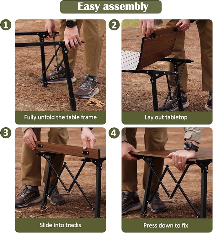Folding Camping Table Aluminum Heavy Duty Adjustable Height Foldable Table 4FT Max Loads UP 110LBS Lightweight Portable with Carry Bag for Car Travel Indoor &amp Outdoor Picnic BBQ Backyards Beach