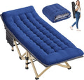 Folding Camping Cot for Sleeping Portable Cots for Adults Heavy Duty Cot Bed 550LBS(Max Load) Extra Wider Cots with Large Pocket for Outdoor Office Beach