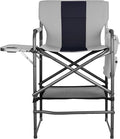 30 Bar Height Director Chair - 400lbs Heavy Duty with Detachable Footrest &amp Side Table Portable Foldable Chair for Makeup Artists/Outdoor Events (Black/Gray)