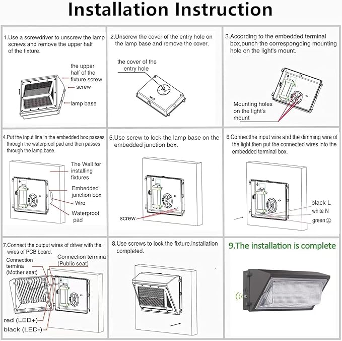 120W LED Wall Pack Light Dusk to Dawn 15600Lm 5000K Daylight Commercial Security Lighting800-1000W MH Equivalent 100-277VETL Certified Outdoor LED Wall Pack for Parking Lot Doorway House