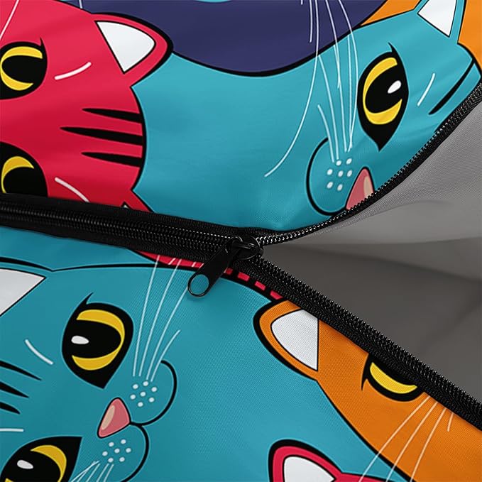 Axolotl Colorful Cats 3 Season Sleeping Bag for Kids Girls Teens - Warm and Cool Weather Pet Animal Theme Waterproof Lightweight for Traveling Outdoors Camping Equipment