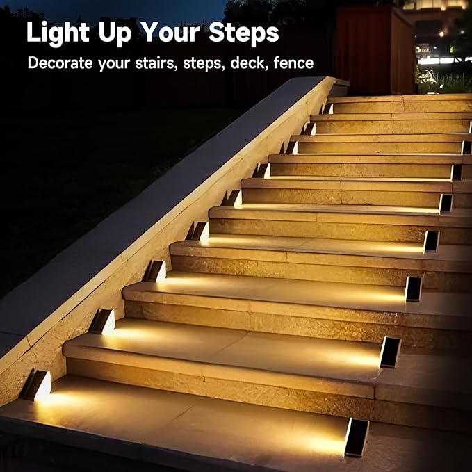 Solar Step Deck Lights Outdoor: CIYOYO 6 Pack Solar Step Light Waterproof Warm White/7 RGB Color Glow Solar Fence Lights for Patio Stairs Post Pathway Porch Driveway Garden Decor