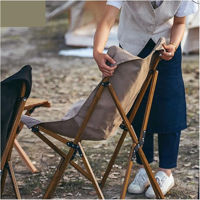 Camping Fishing Chair Wood Grain Folding Office Break Or Outdoor Beach Aluminum Bracket Picnic Leisure