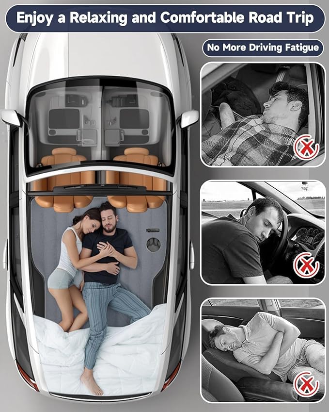 Umbrauto Custom Fit Air Mattress for Tesla Model Y/Juniper 2026 Upgraded Inflatable Camping Bed for Back Trunk Soft Flocking Surface+Reinforced Bottom Sleeping Pad w/Pump for Outdoor Travel