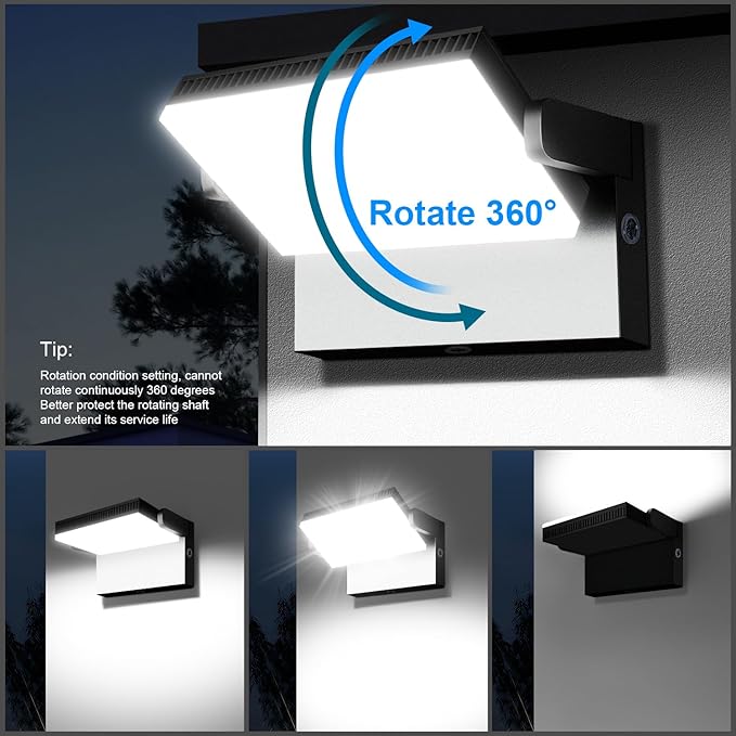 Modern Sleek Flood Lights Outdoor 120W 5000K Dusk-to-Dawn Photocell with 360° Rotation 18000LM IP65 Waterproof LED Security Wall Pack for BuildingYardDriveway (4 Pack)