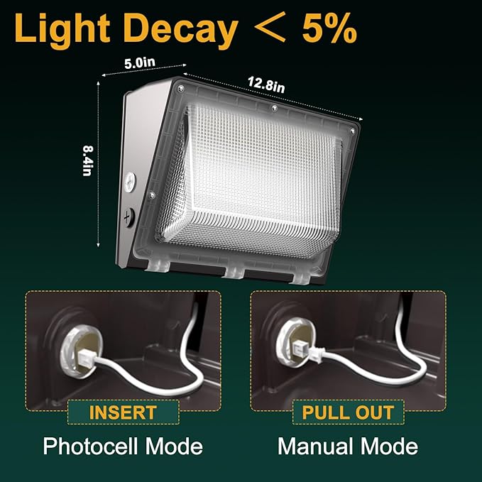 200W LED Wall Pack Lights 100-277v Dusk to Dawn with Photocell 30000Lm 5000K Daylight IP65 Waterproof Outdoor Exterior Lighting Energy Saving ETL | 5-Year Warranty(Height:20~30ft)-6Pack