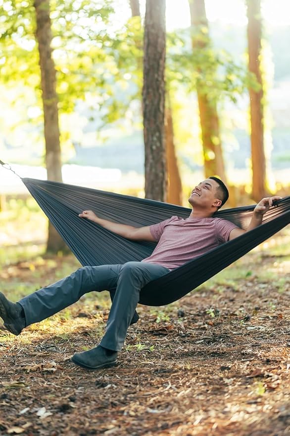 ENO TravelNest Hammock &amp Straps Combo - Portable Hiking and Camping Hammock with Straps Included - Travel Hammock for Camping Hiking Backpacking a Festival or The Beach - Charcoal