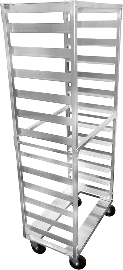 Side Load Aluminum Speed Rack Commercial Standard Heavy Duty Aluminum Bun Racks for Food Service Bakery Restaurant NSF Listed Industrial Baking Pan Rack (12 Tier 5 Inch Spacing)