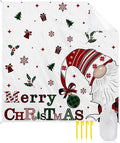 Beach Blanket Waterproof Sandproof Christmas Gnome Winter Snowflakes Quick Drying Beach Mat with 4 Stakes Holly Berries Bell White Back Lightweight Picnic Blanket for Travel Camping Outdoor 83x79