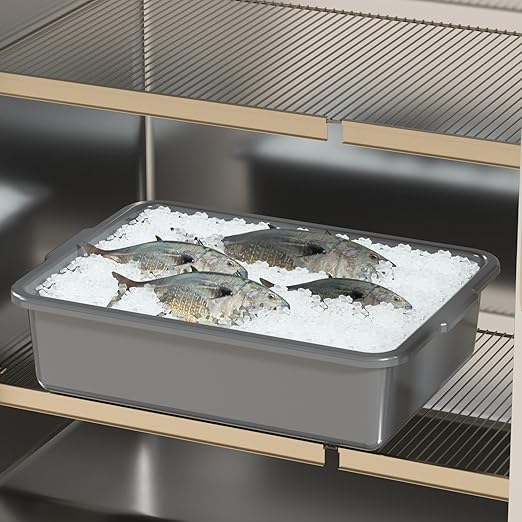 4 Pack 32L Large Commercial Bus Tubs Plastic Restaurant Utility Bus Storage Tote Box Gray