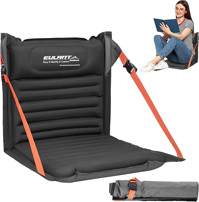 EULANT Lightweight Inflatable Folding Seats for Camping Chair with Back Support and Adjustable StrapsFoldable Bleacher Chairsfor Camping Hiking Sporting Events and Park