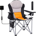 Camping Chair Folding Chair Outdoor Heated Chairs Heated Camping Chairs Adjustable Chair Back with 12V 10000mAh Battery Carry Bag Cooler Bag Cup Holder and Zippered Holder (Set of 1)