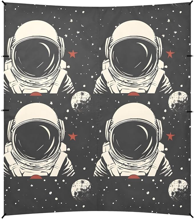 ALAZA Astronaut Portrait Moon Starry Sky Beach Tent Sun Shelter UPF50+ Protection Beach Shade Canopy w/ 4 Sandbags for Outdoor Camping Fishing Backyard Fun Picnic 10x9 ft