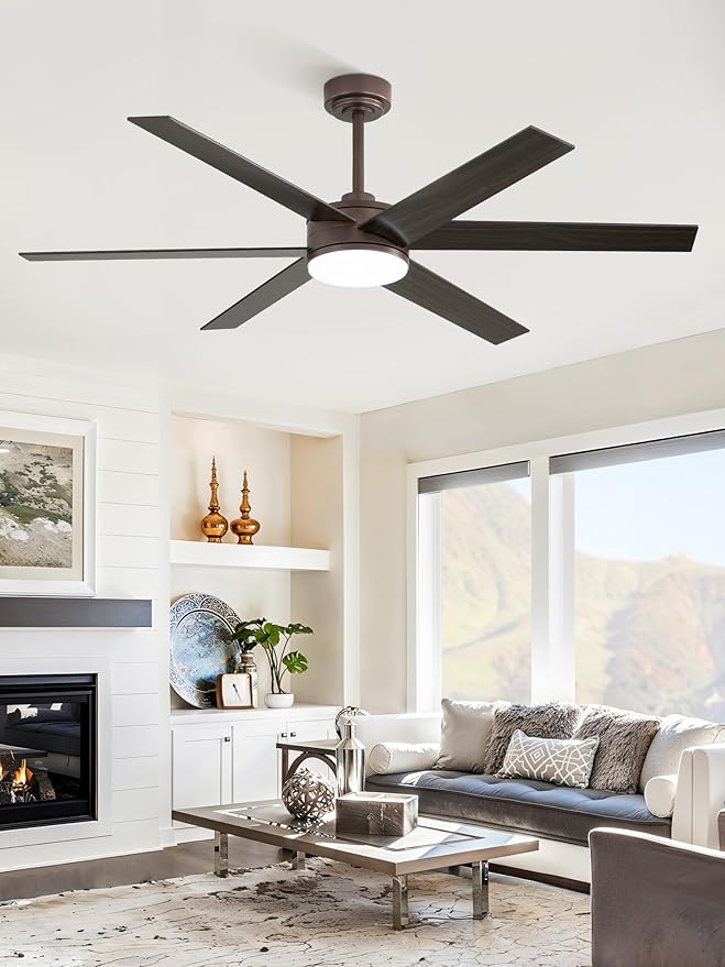 Fanbulous 56 Inch Ceiling Fans with Lights and Remote Reversible 6 Blades Dimmable 3000K-6000K Adjustable Outdoor Ceiling Fans for Patios Large Ceiling Fan for Indoor or Covered Outdoor-Brown