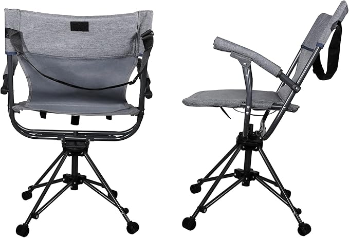 Zenithen Outdoor/Indoor Folding Portable Lawn 360 Swivel Chair with Armrests (Blue Grey)