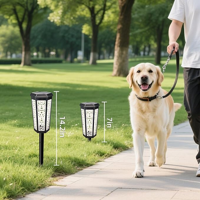 4 Pack Solar Pathway Landscape Lights - RGB Color Changing &amp Warm White Outdoor Waterproof Solar Yard Lights 2 Lighting Modes for Garden Patio Walkway Driveway &amp Sideway