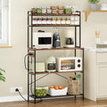 Large 5 Tier Bakers Rack with Electrical Outlets 39 Inch Microwave Stand Coffee Bar Kitchen Storage Shelf for Home Counter Space Organizer