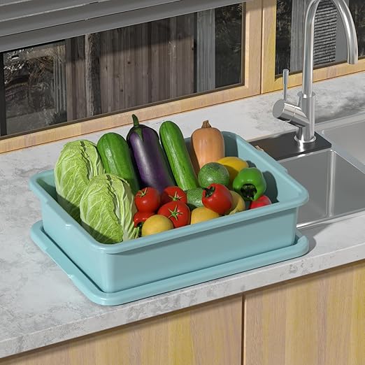 Bus Tubs Commercial 13 L Meat Tubs with Lids Mint Green 3 Pack