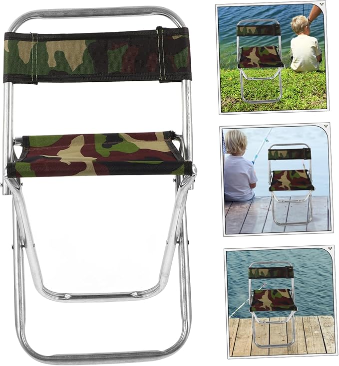 Folding Stool Large Portable Camping Chair Metal Backrest Easy to Carry for Outdoor Use