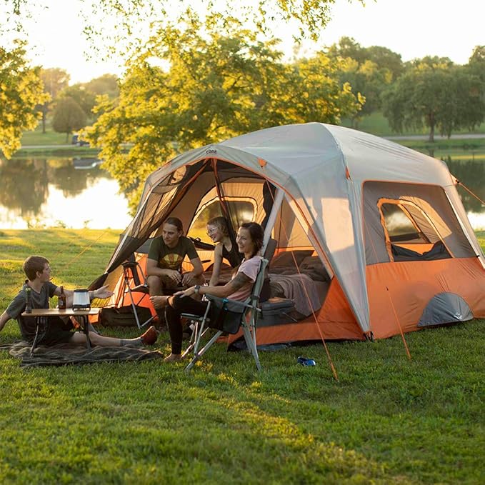 CORE Tent for Family Camping | 4 Person &amp 6 Person Portable Camp Tent with Carry Bag for Outdoor Car Camping | Included Gear Loft Organizer for Camp Accessories
