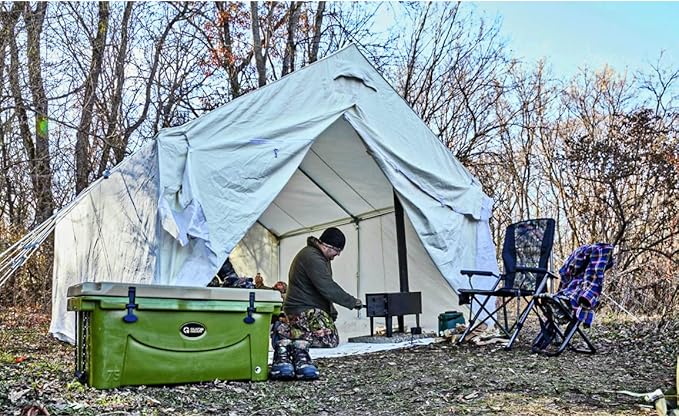 Guide Gear 10x12' Canvas Wall Tent for Hunting Outdoor Camping Waterproof 4 Season Tents (Frame Not Included)