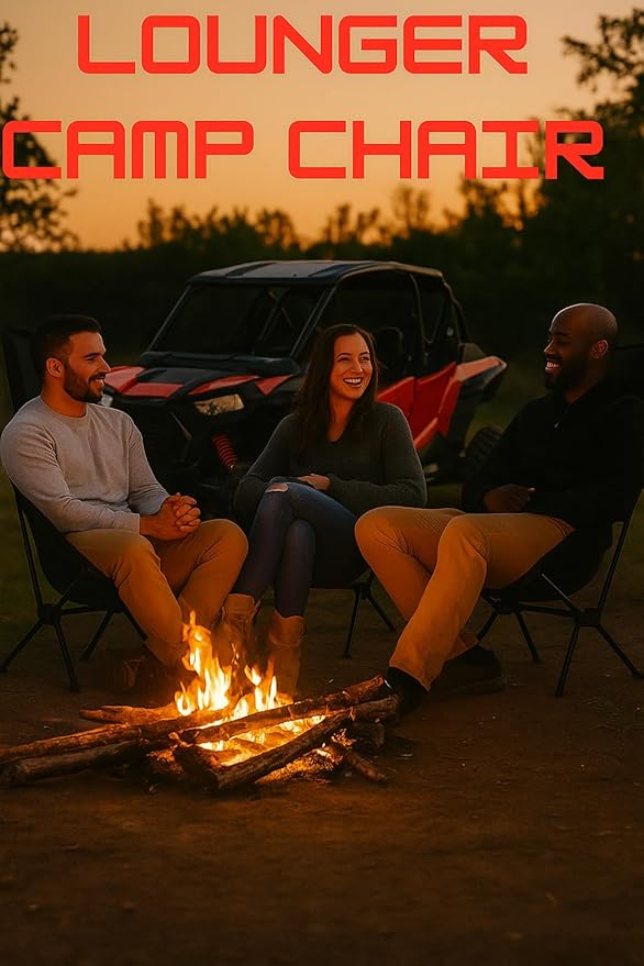 UTVMA Lounger Camp Chair – Folding Portable Camping Chair with Attachable Storage Bag | Comfortable Outdoor Chair for UTV Camping Beach and Tailgating