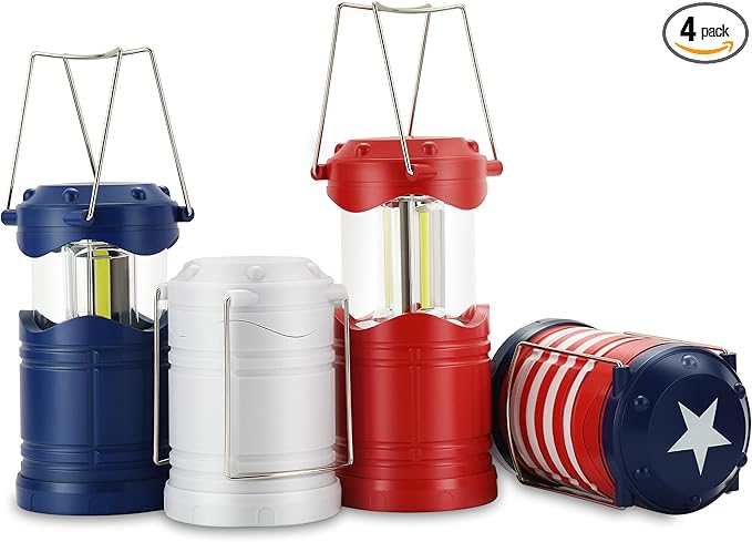 Lichamp LED Camping Lantern 4 Pack Battery Powered Flashlight for Power Outages Portable Collapsible Hanging Light Essential for Home Outdoor Emergency Lamp Survival Kit Gear for Hurricane C2