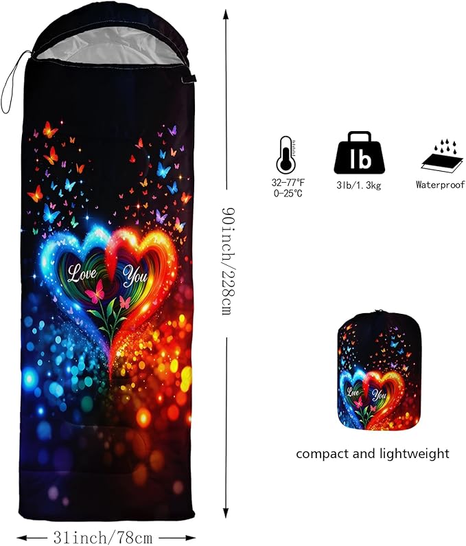QOOMO Camping Sleeping Bags3 Season Warm &amp Cool WeatherLightweightWaterproof Sleeping Bags for Adults &amp KidsTravelingand OutdoorsCamping Gear Equipment