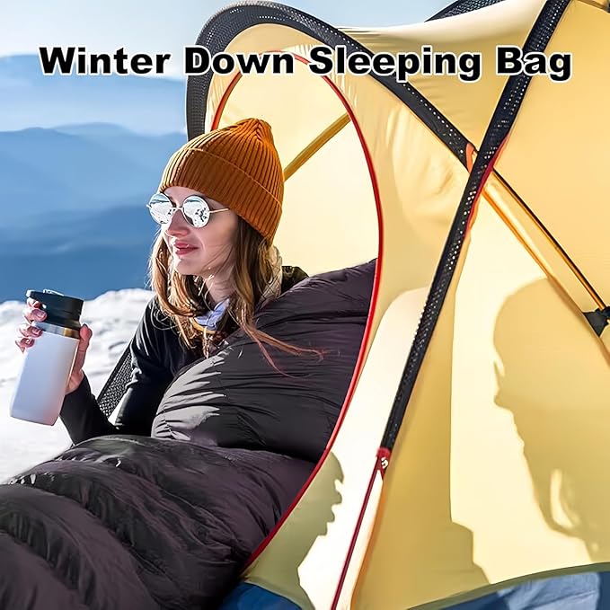 Ultralight Down Sleeping Bag for Adults with 600 Fill Power Compact Sleeping Bag for Backpacking Hiking and Camping