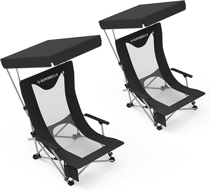 Portable Beach Chair for Adults with Cup Holder Hard Arm Folding Lawn Chairs for Outdoor Activities Camp Sports Beach Travel &amp Picnic Supports up to 400 lbs