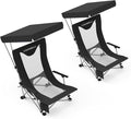 Portable Beach Chair for Adults with Cup Holder Hard Arm Folding Lawn Chairs for Outdoor Activities Camp Sports Beach Travel &amp Picnic Supports up to 400 lbs