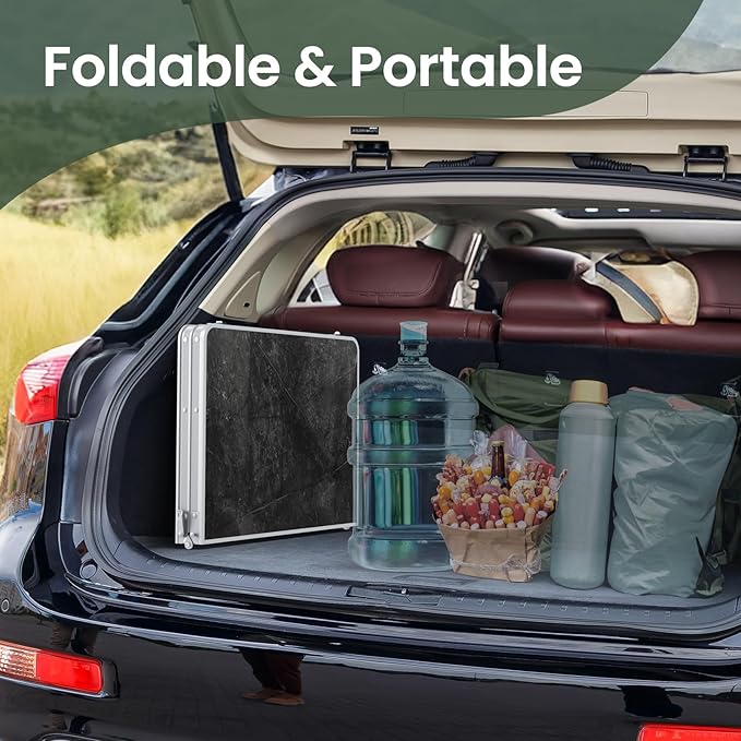 Titanker Folding Camping Table 3ft Folding Picnic Table Camp Tables Portable Foldable 50% Extra Side Space Outdoor Patio Table Camping Essentials Aluminum Light Solid Silver