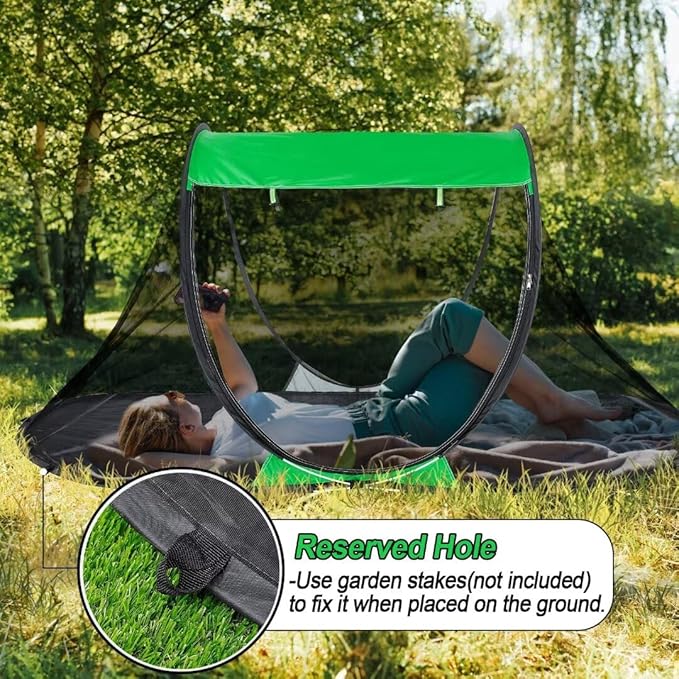1 Person Pop-up Mosquito Tent for Camping - Breathable &amp Fine Mesh Camping Bug Screen Net with Carry Bag 7.5ft Instant Portable Screen Tent for Adults Men Women Summer Hiking