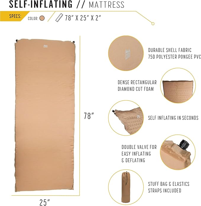 World Famous Sports Self Inflating Camping Sleeping Pad