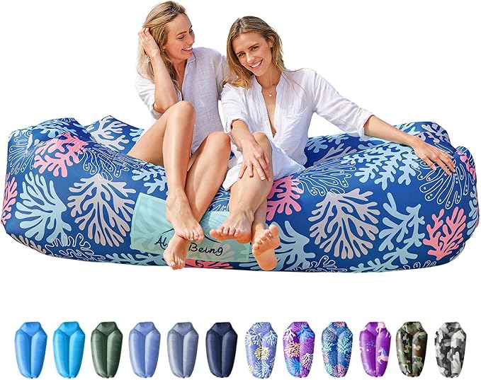 AlphaBeing Inflatable Lounger Beach Chair Accessories Air Sofa Hammock Inflatable Couch for Camping Backyard Lakeside with Compression Sacks Ideal Outdoor Gifts for Adults