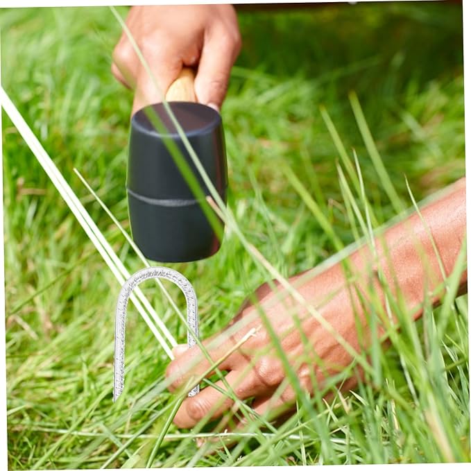4Pcs Heavy Duty U Shaped Landscape Stakes for Ground Fixing Weather Resistant Anchoring Tools for Camping Gardening and Turf Protection Durable Lawn Stakes for Outdoor
