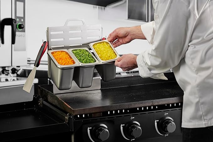 Chef Master Steam Pan Insert for Griddle Shelf Set – Fits 1/3 1/6 &amp 1/9 Steam Pans - Keeps Your Ingredients in One Place - Grill Accessories For Restaurants Diners &amp Food Trucks - Fits 90260